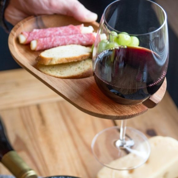 Ironwood Gourmet Acacia Wood Cocktail Cheese Wine Plates ~ Set of 4 ~ NEW - Picture 7 of 7